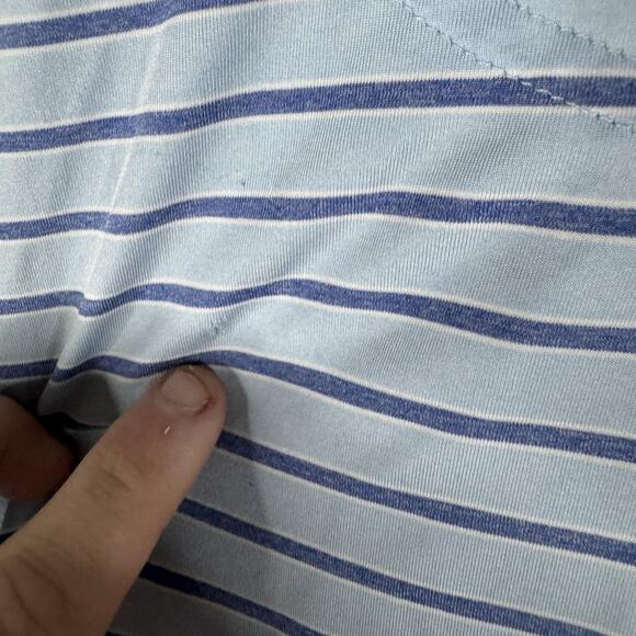 FootJoy Polo Shirt Mens Medium Blue Striped Bala Golf Embroidered Performance - Picture 8 of 10